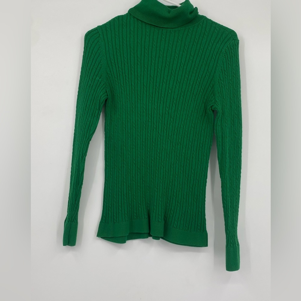 Talbots green knitted turtleneck sweater size medium